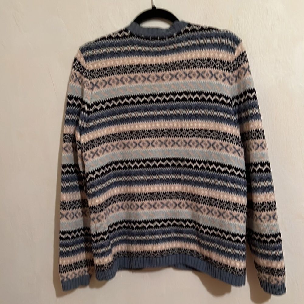 Vintage Cherokee 100% Cotton Fair Isle Zip Front Cardigan Made in Japan Size M - Picture 5 of 7